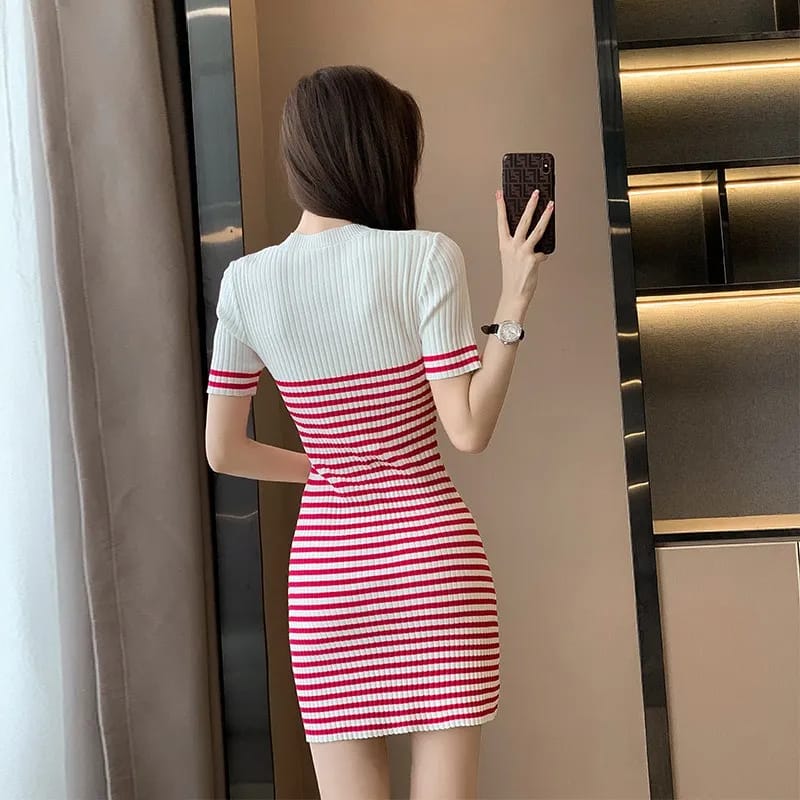 Striped Bodycon Short Dress